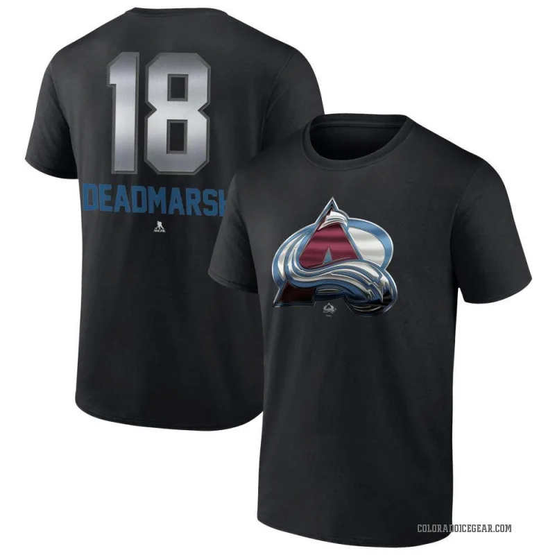 Adam Deadmarsh Men's Black Colorado Avalanche Midnight Mascot Logo T-Shirt