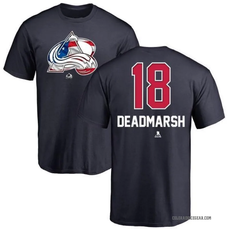 Adam Deadmarsh Youth Navy Colorado Avalanche Name and Number Banner Wave T-Shirt -