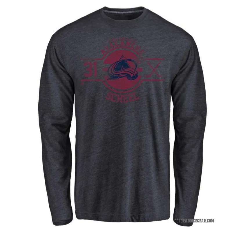 Adam Scheel Men's Navy Colorado Avalanche Insignia Long Sleeve T-Shirt -