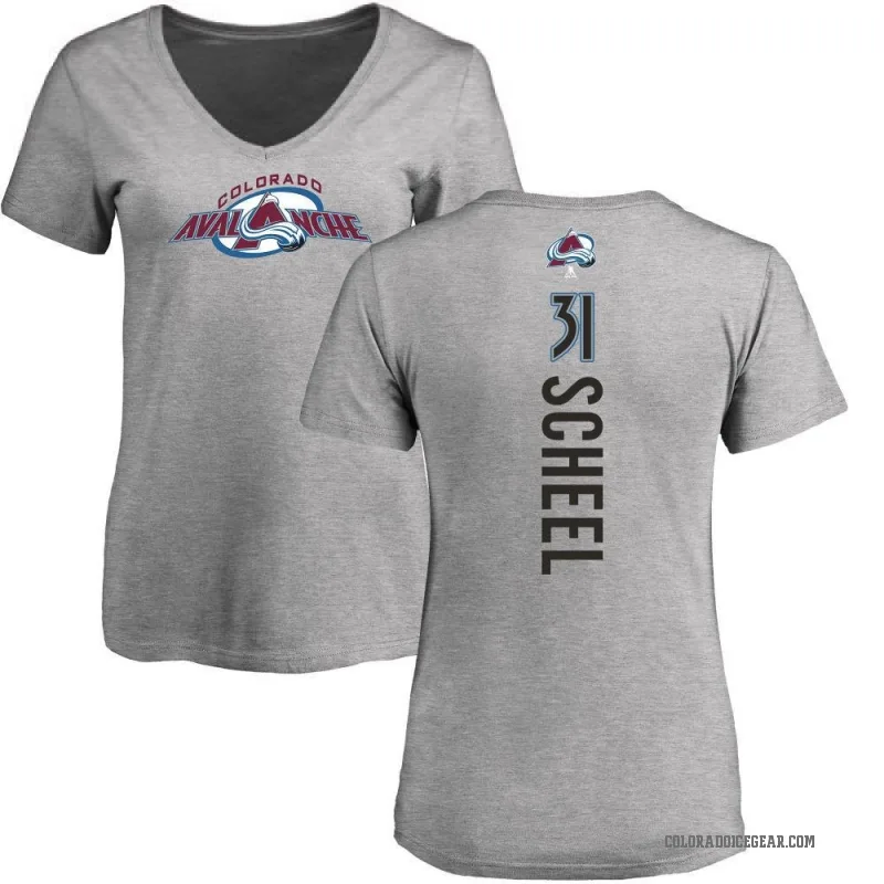 Adam Scheel Women's Ash Colorado Avalanche Backer T-Shirt -