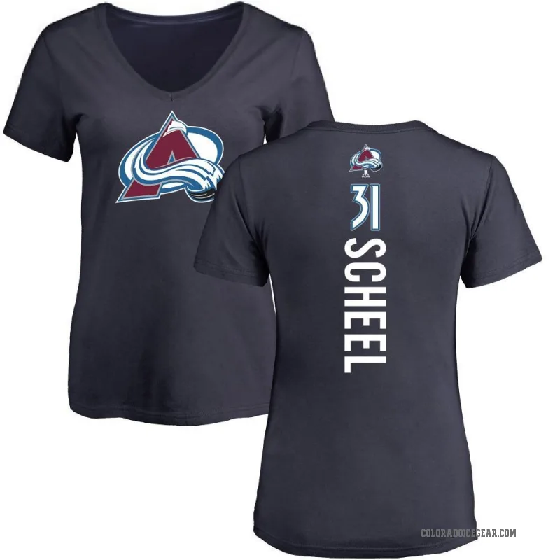 Adam Scheel Women's Navy Colorado Avalanche Backer T-Shirt -