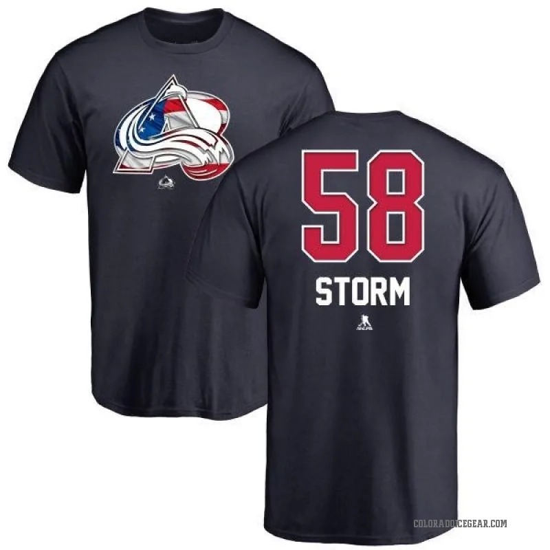 Ben Storm Youth Navy Colorado Avalanche Name and Number Banner Wave T-Shirt -