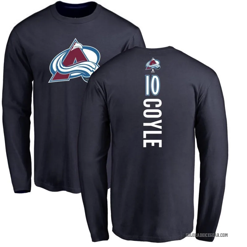 Charlie Coyle Men's Navy Colorado Avalanche Backer Long Sleeve T-Shirt -