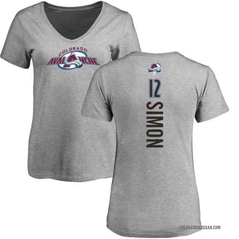 Chris Simon Women's Ash Colorado Avalanche Backer T-Shirt -