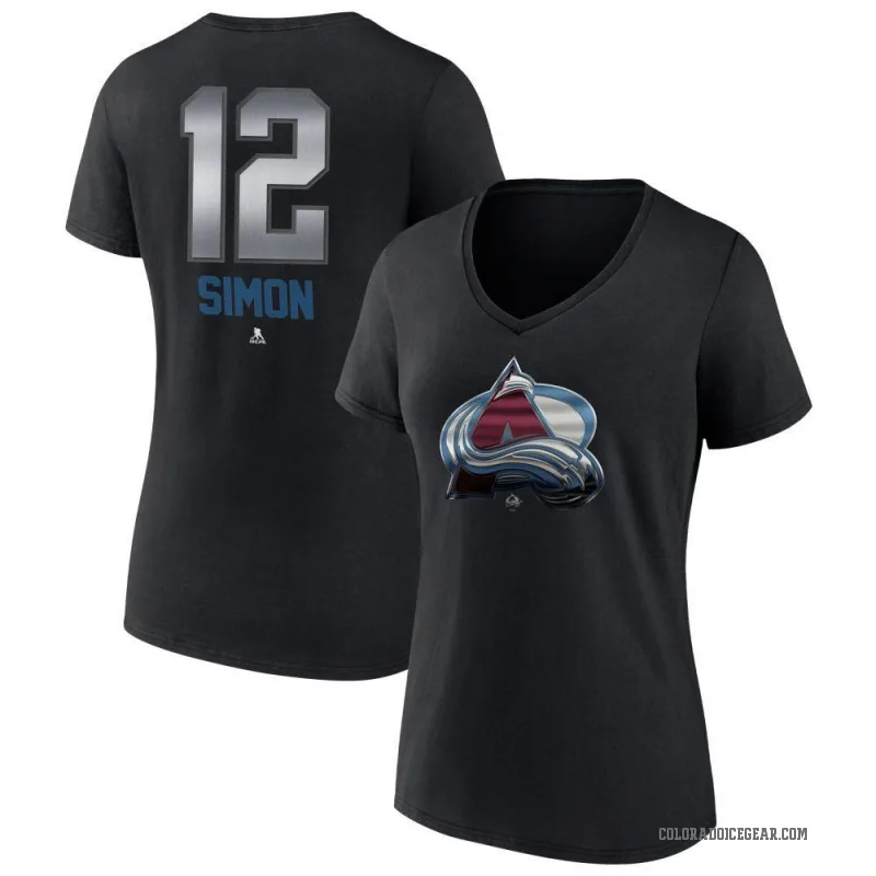 Chris Simon Women's Black Colorado Avalanche Midnight Mascot Logo V-Neck T-Shirt