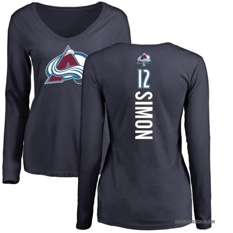 Chris Simon Women's Navy Colorado Avalanche Backer Long Sleeve T-Shirt -