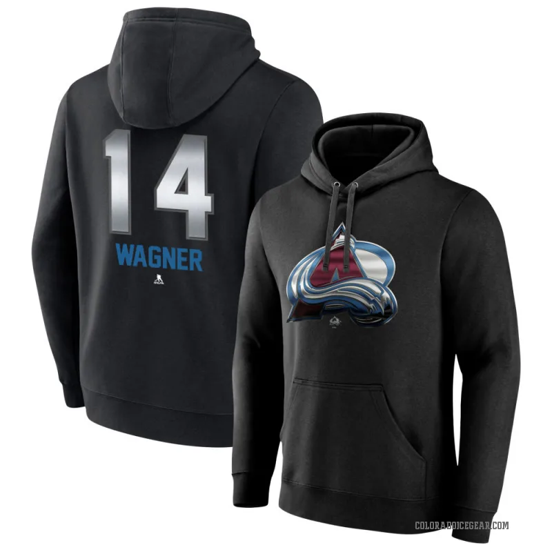 Chris Wagner Men's Black Colorado Avalanche Branded Midnight Mascot Logo Pullover Hoodie