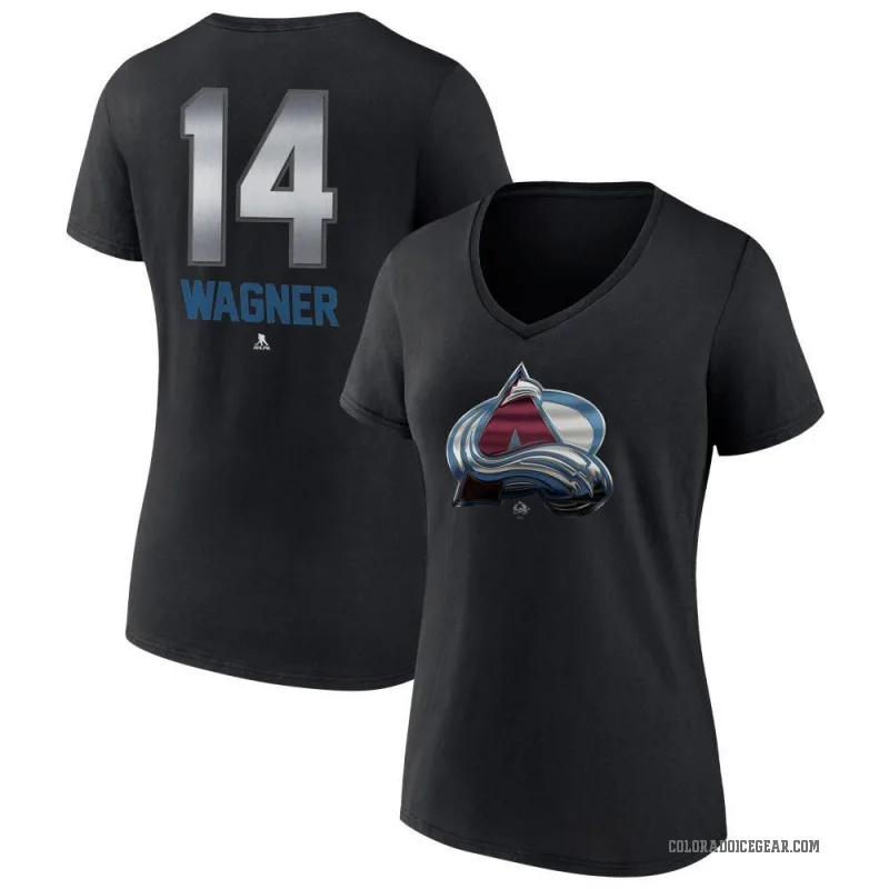 Chris Wagner Women's Black Colorado Avalanche Midnight Mascot Logo V-Neck T-Shirt