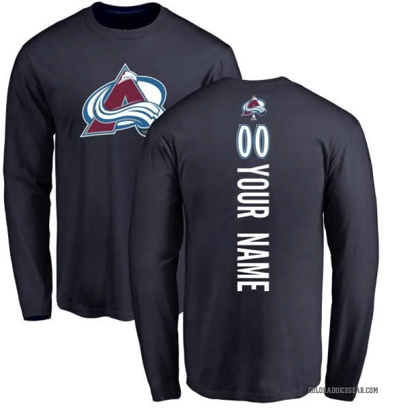 Custom Men's Navy Colorado Avalanche Backer Long Sleeve T-Shirt -