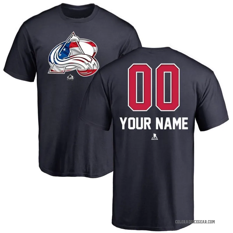Custom Men's Navy Colorado Avalanche Name and Number Banner Wave T-Shirt -