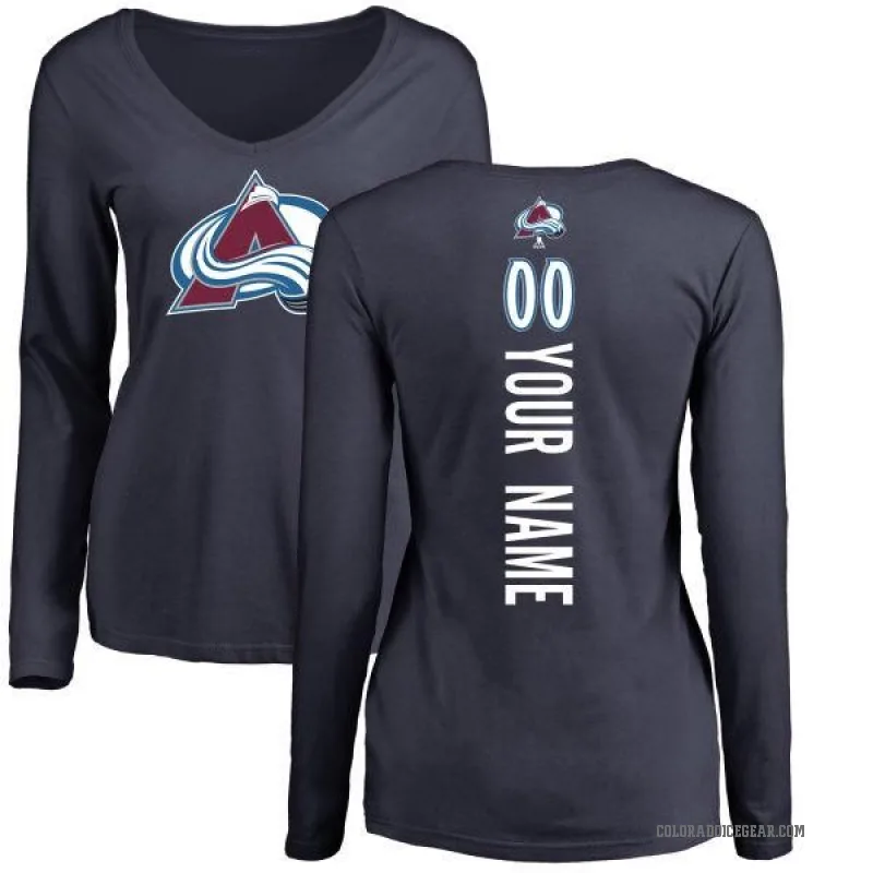 Custom Women's Navy Colorado Avalanche Backer Long Sleeve T-Shirt -