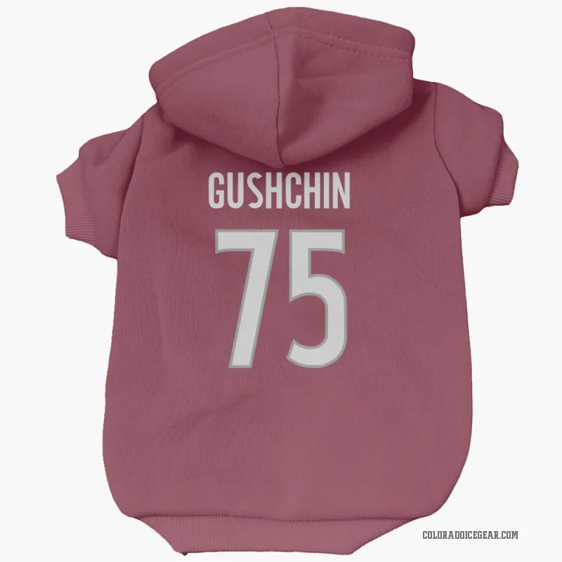 Danil Gushchin  Colorado Avalanche   Burgundy Cat & Dog Pet Hoodie