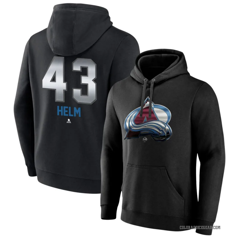 Darren Helm Men's Black Colorado Avalanche Branded Midnight Mascot Logo Pullover Hoodie