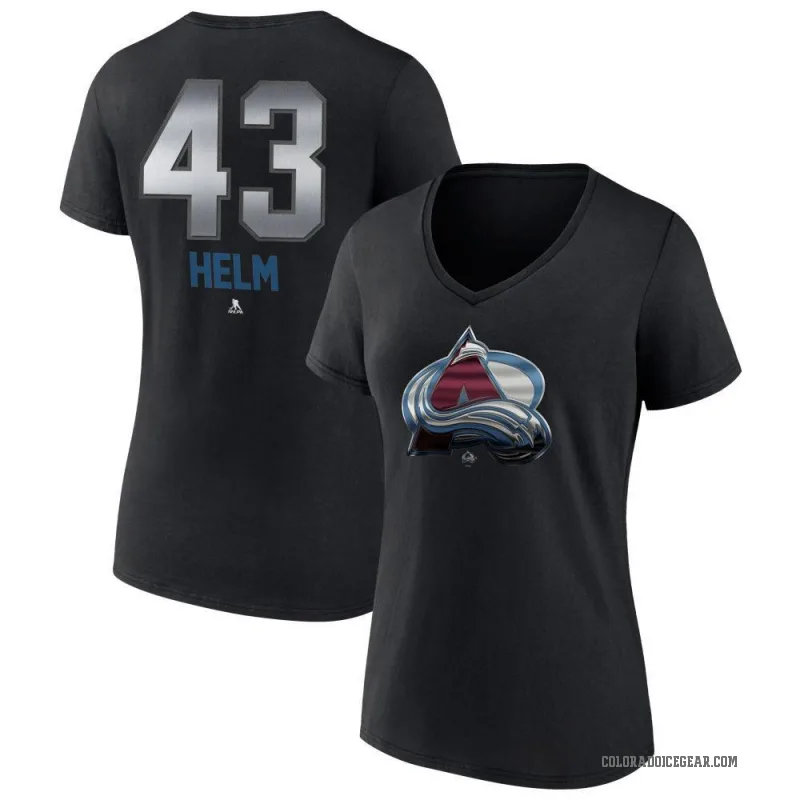 Darren Helm Women's Black Colorado Avalanche Midnight Mascot Logo V-Neck T-Shirt