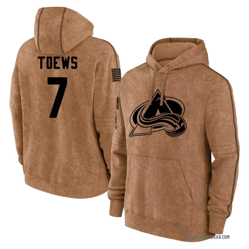 Devon Toews Men's Brown Colorado Avalanche 2023 Salute to Service Club Pullover Hoodie