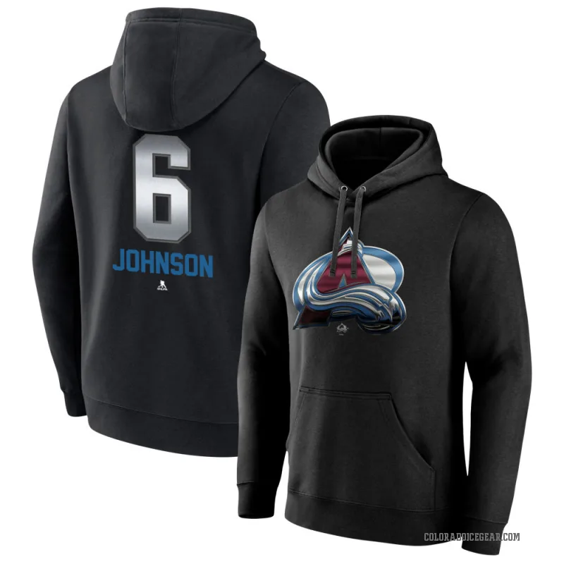 Erik Johnson Men's Black Colorado Avalanche Branded Midnight Mascot Logo Pullover Hoodie