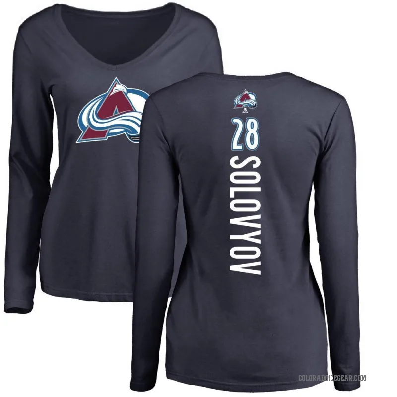 Ilya Solovyov Women's Navy Colorado Avalanche Backer Long Sleeve T-Shirt -