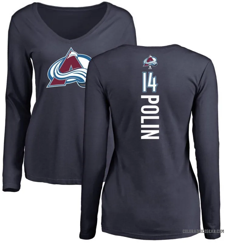 Jason Polin Women's Navy Colorado Avalanche Backer Long Sleeve T-Shirt -