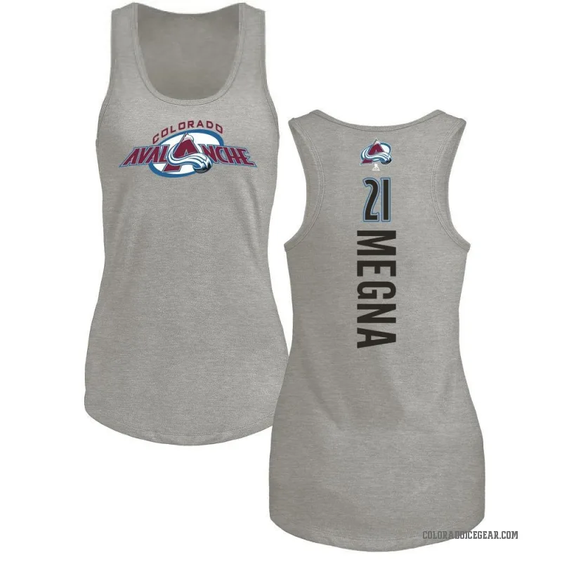 Jayson Megna Women's Ash Colorado Avalanche Backer Tank Top -