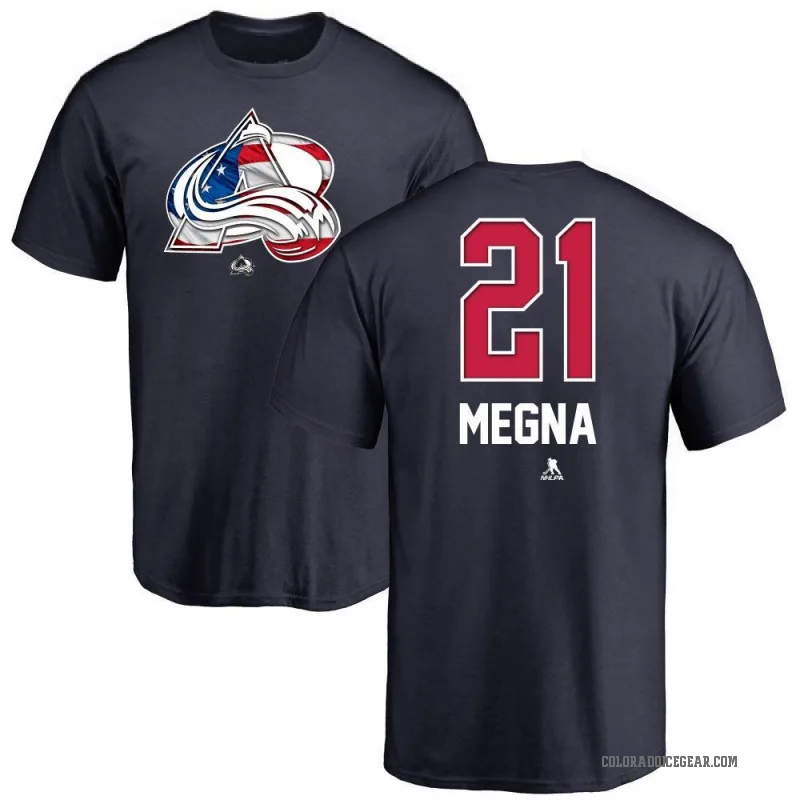 Jayson Megna Youth Navy Colorado Avalanche Name and Number Banner Wave T-Shirt -