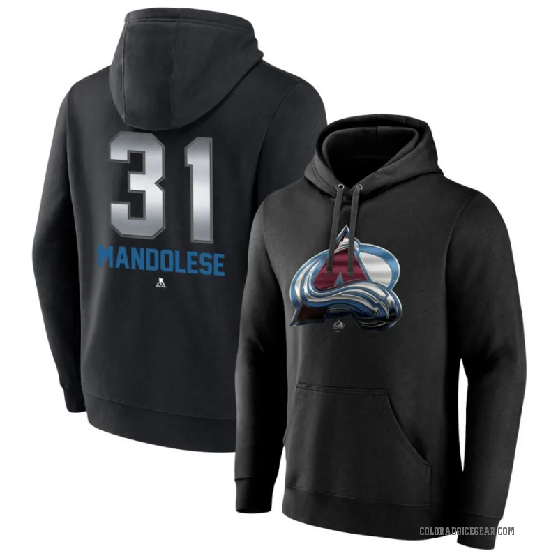 Kevin Mandolese Men's Black Colorado Avalanche Branded Midnight Mascot Logo Pullover Hoodie
