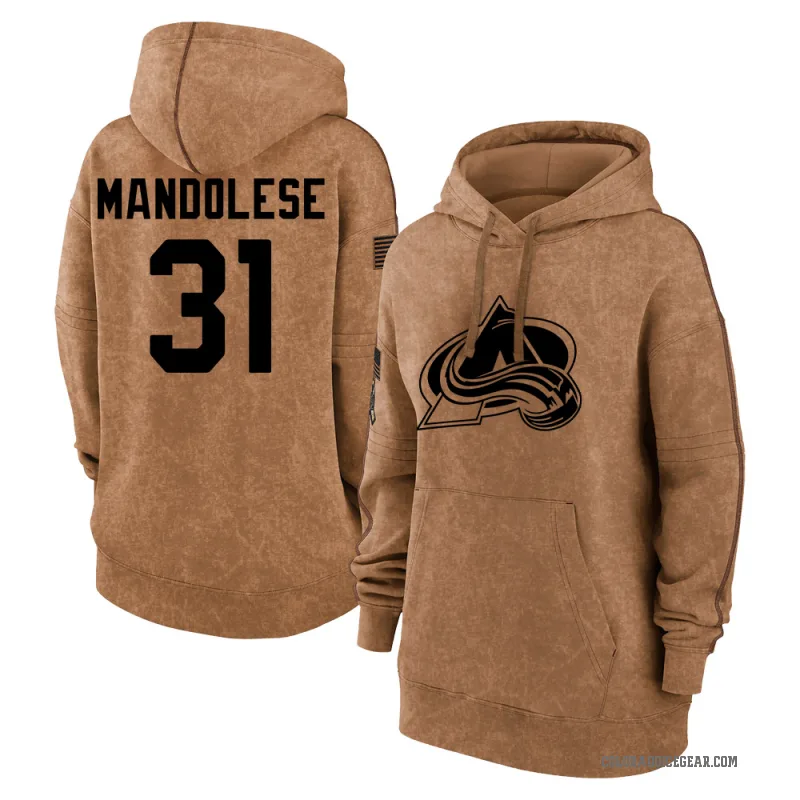 Kevin Mandolese Women's Brown Colorado Avalanche 2023 Salute to Service Pullover Hoodie