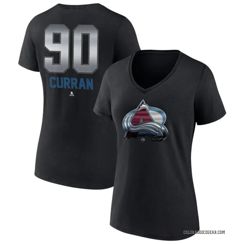 Maxmilian Curran Women's Black Colorado Avalanche Midnight Mascot Logo V-Neck T-Shirt