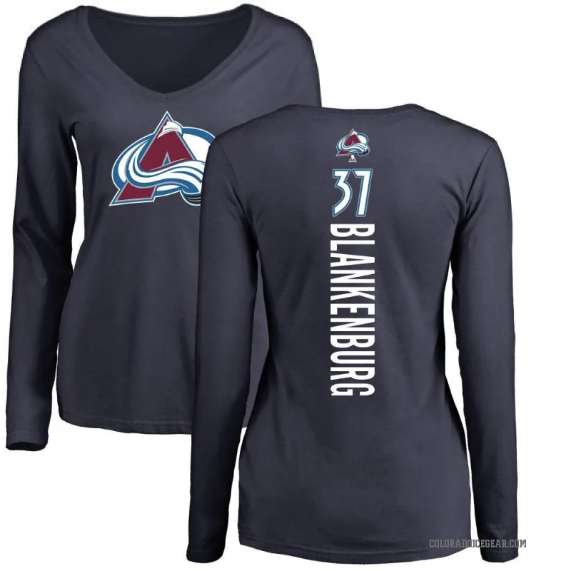 Nick Blankenburg Women's Navy Colorado Avalanche Backer Long Sleeve T-Shirt -