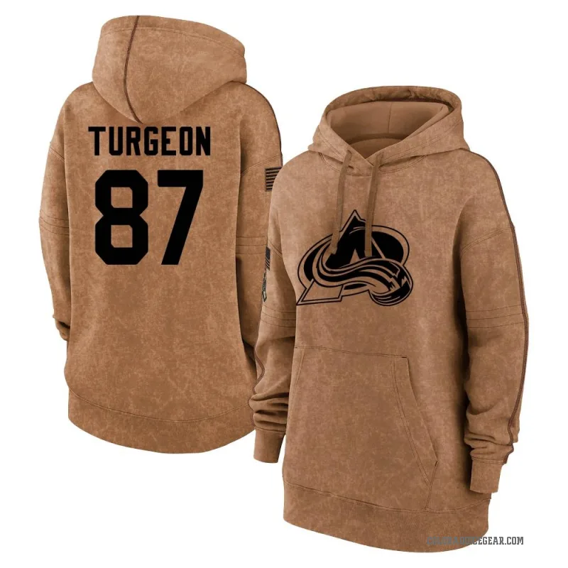 Pierre Turgeon Women's Brown Colorado Avalanche 2023 Salute to Service Pullover Hoodie