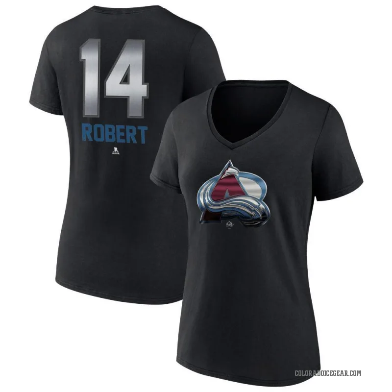 Rene Robert Women's Black Colorado Avalanche Midnight Mascot Logo V-Neck T-Shirt