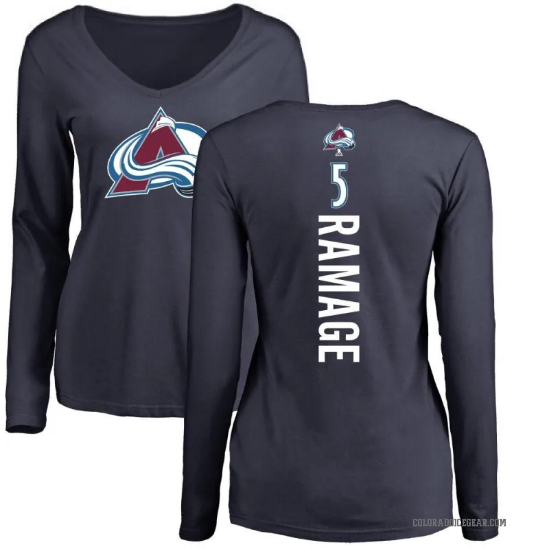 Rob Ramage Women's Navy Colorado Avalanche Backer Long Sleeve T-Shirt -