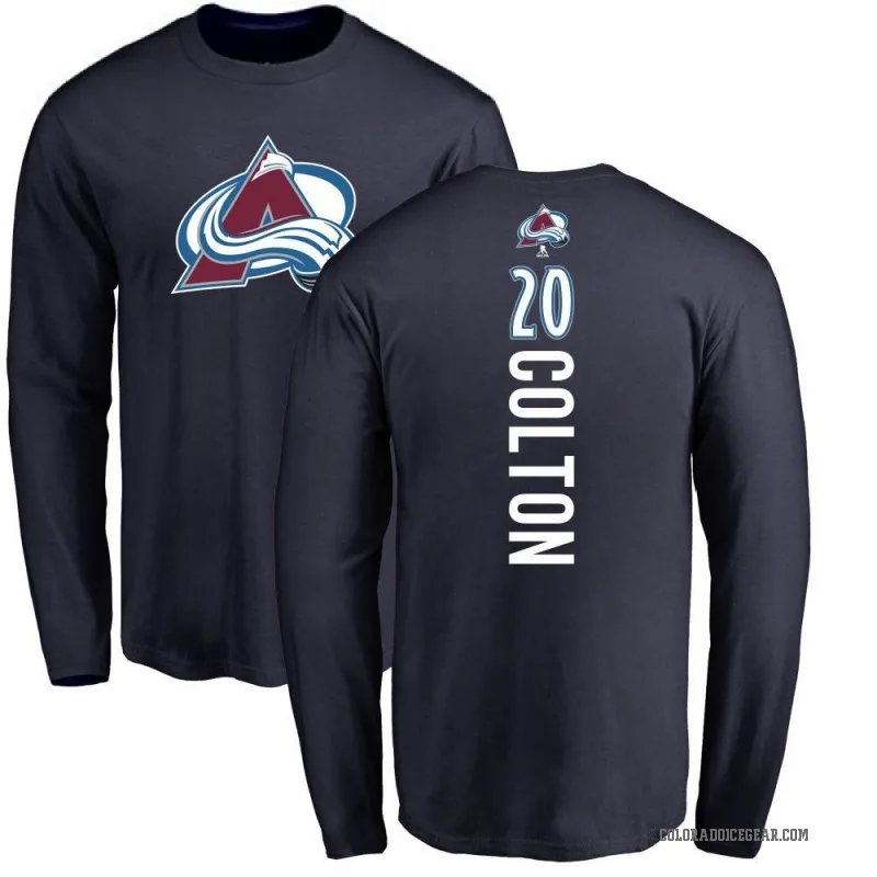 Ross Colton Youth Navy Colorado Avalanche Backer Long Sleeve T-Shirt -