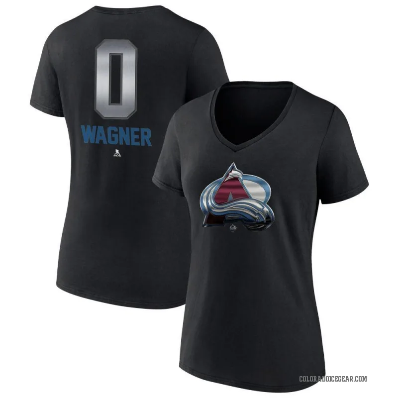 Ryan Wagner Women's Black Colorado Avalanche Midnight Mascot Logo V-Neck T-Shirt