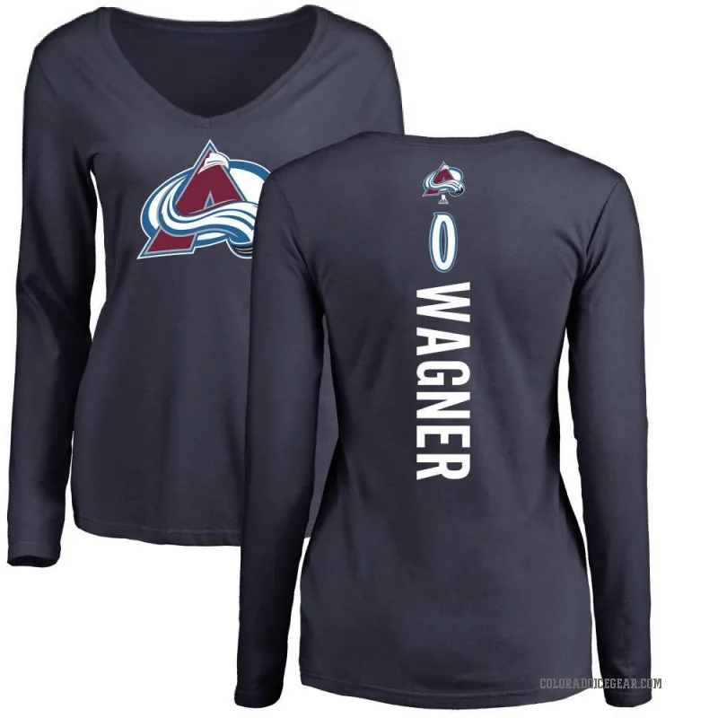 Ryan Wagner Women's Navy Colorado Avalanche Backer Long Sleeve T-Shirt -