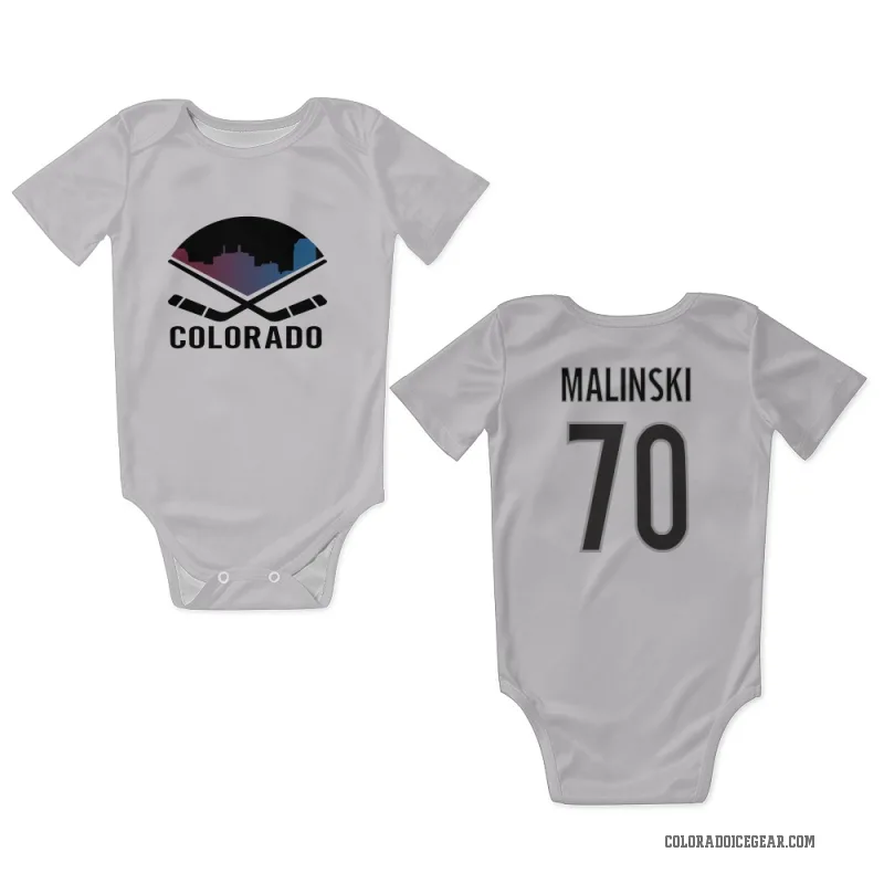 Sam Malinski  White Colorado Avalanche  Newborn & Infant Bodysuit