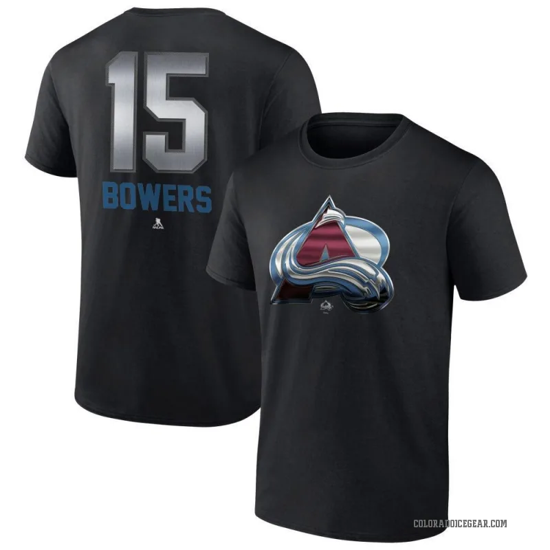 Shane Bowers Men's Black Colorado Avalanche Midnight Mascot Logo T-Shirt