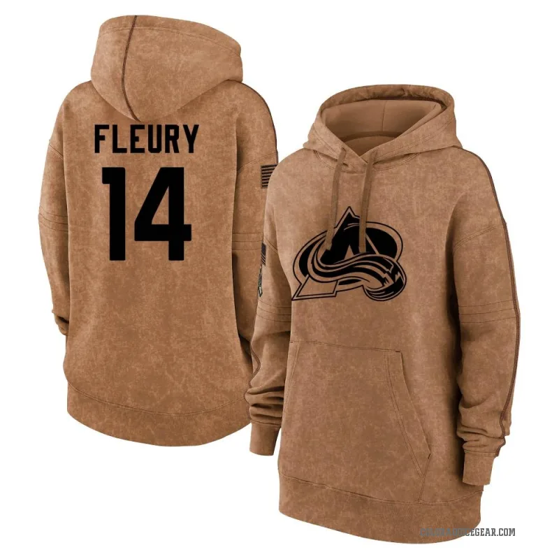 Theoren Fleury Women's Brown Colorado Avalanche 2023 Salute to Service Pullover Hoodie